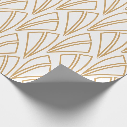 Gold en White Art Deco Pattern Cadeaupapier (Hoek)