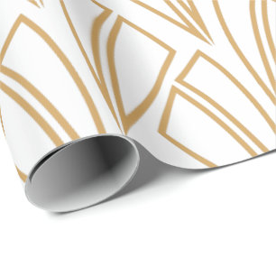 Gold en White Art Deco Pattern Cadeaupapier