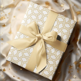 Gold en White Art Deco Pattern Cadeaupapier