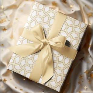 Gold en White Art Deco Pattern Cadeaupapier