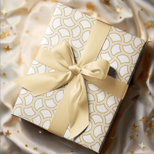 Gold en White Art Deco Pattern Cadeaupapier