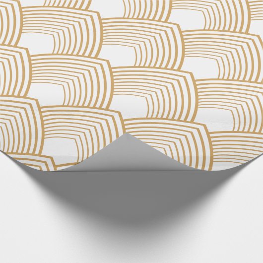 Gold en White Art Deco Pattern Cadeaupapier (Hoek)