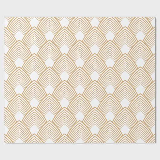 Gold en White Art Deco Pattern Cadeaupapier (Vlak)