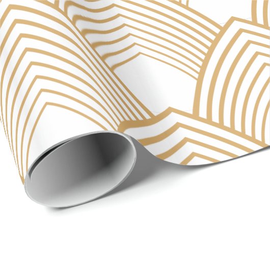 Gold en White Art Deco Pattern Cadeaupapier (Rol Hoek)