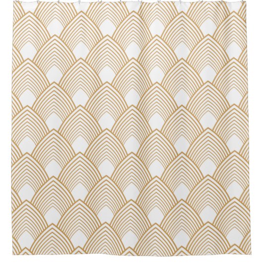 Gold en White Art Deco Pattern Douchegordijn (Voorkant)