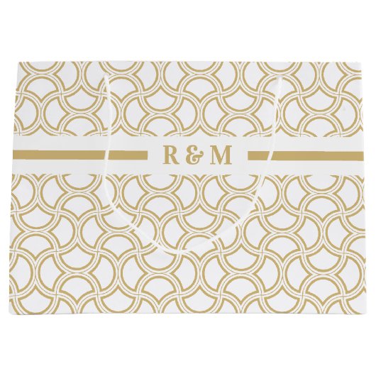 Gold en White Art Deco Pattern Groot Cadeauzakje (Voorkant)