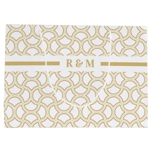 Gold en White Art Deco Pattern Groot Cadeauzakje (Achterkant)