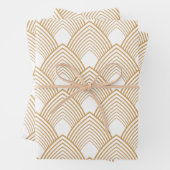 Gold en White Art Deco Pattern Inpakpapier Vel (In situ)