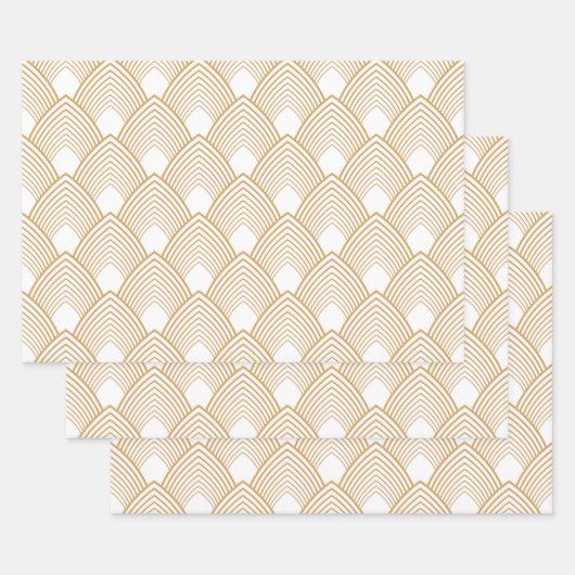 Gold en White Art Deco Pattern Inpakpapier Vel (Set)