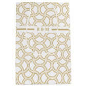 Gold en White Art Deco Pattern Medium Cadeauzakje (Voorkant)