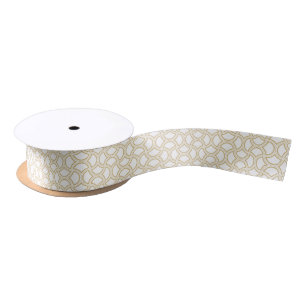 Gold en White Art Deco Pattern Satijnen Lint