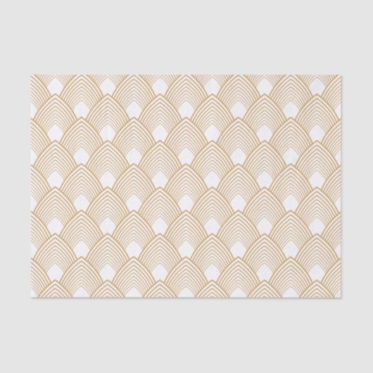Gold en White Art Deco Pattern Tissuepapier (Voorkant)