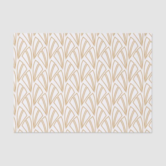 Gold en White Art Deco Pattern Tissuepapier (Voorkant)