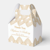Gold en White Art Deco Pattern Wedding Bedankdoosjes (Voorkant Zijde)