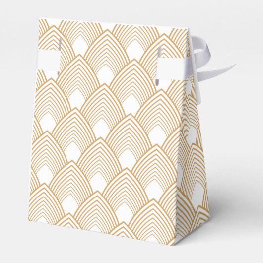 Gold en White Art Deco Pattern Wedding Bedankdoosjes (Achterkant)
