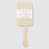 Gold en White Art Deco Pattern Wedding Handwaaier (Voorkant)
