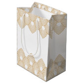 Gold en White Art Deco Pattern Wedding Medium Cadeauzakje (Achterkant Gekanteld)