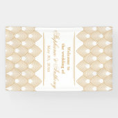 Gold en White Art Deco Pattern Wedding Spandoek (Horizontaal)
