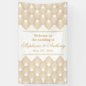 Gold en White Art Deco Pattern Wedding Spandoek (Verticaal)