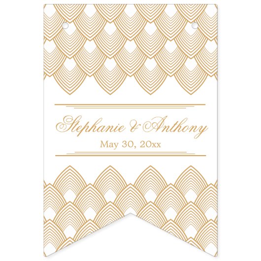 Gold en White Art Deco Pattern Wedding Vlaggetjes (Tweede vlag)
