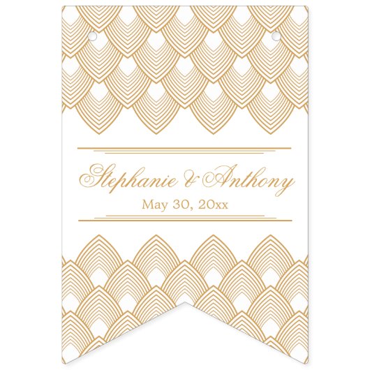 Gold en White Art Deco Pattern Wedding Vlaggetjes (Derde vlag)