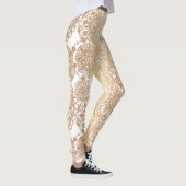 Gold en White Boho Mandala Pattern Yoga Leggings (Rechts)