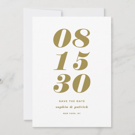 Gold en White Bold Italic Typography Modern Save The Date (Voorkant)