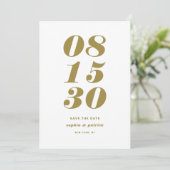 Gold en White Bold Italic Typography Modern Save The Date (Staand voorkant)