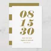 Gold en White Bold Italic Typography Modern Save The Date (Voorkant / Achterkant)