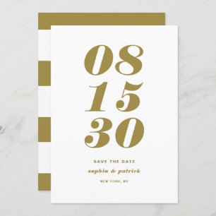 Gold en White Bold Italic Typography Modern Save The Date
