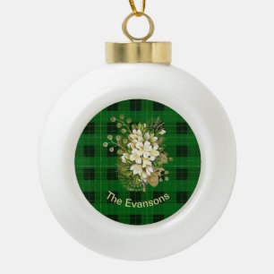 Gold en White Bouquet op Green Pset Keramische Bal Ornament