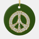 Gold en White Celtic Peace Sign Aangepast Keramisch Ornament (Voorkant)