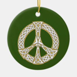 Gold en White Celtic Peace Sign Aangepast Keramisch Ornament