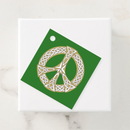 Gold en White Celtic Peace Sign Bedankjes Labels (In situ)