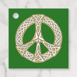 Gold en White Celtic Peace Sign Bedankjes Labels