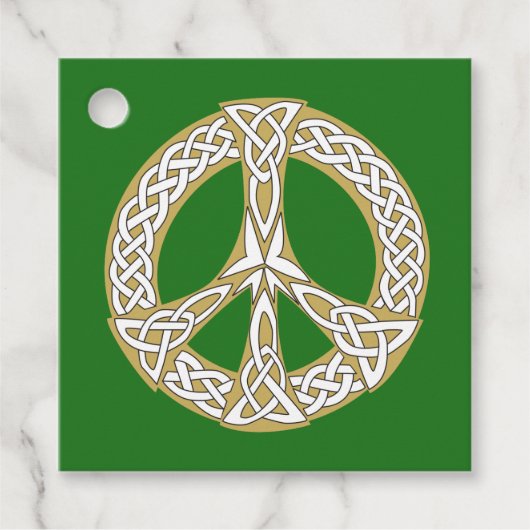 Gold en White Celtic Peace Sign Bedankjes Labels (Voorkant)