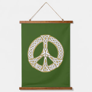 Gold en White Celtic Peace Sign Hangend Wandkleed