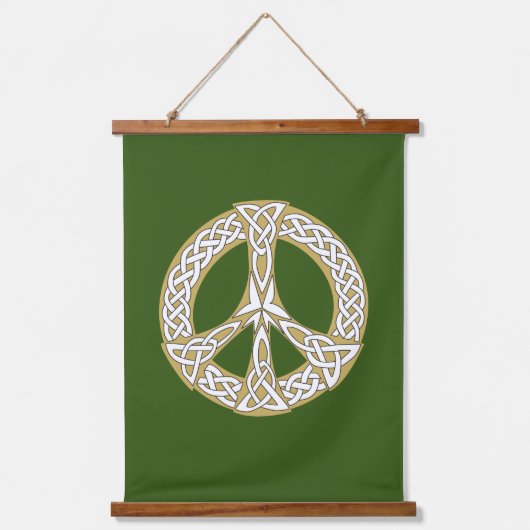 Gold en White Celtic Peace Sign Hangend Wandkleed (Voorkant)