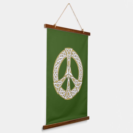 Gold en White Celtic Peace Sign Hangend Wandkleed (Gebogen)