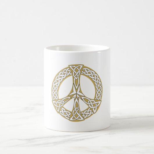 Gold en White Celtic Peace Sign Koffiemok (Center)
