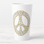 Gold en White Celtic Peace Sign Latte Mok (Voorkant)