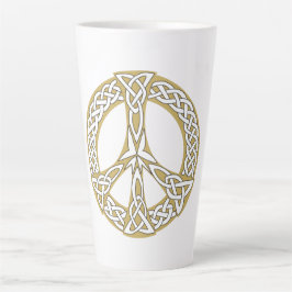 Gold en White Celtic Peace Sign Latte Mok