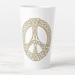 Gold en White Celtic Peace Sign Latte Mok
