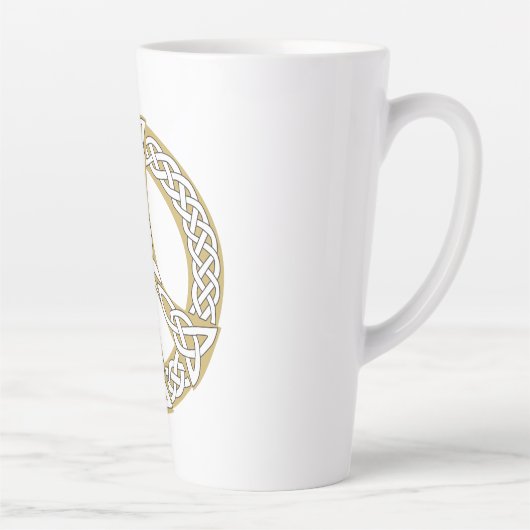 Gold en White Celtic Peace Sign Latte Mok (Rechts)