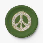 Gold en White Celtic Peace Sign Papieren Bordje (Voorkant)