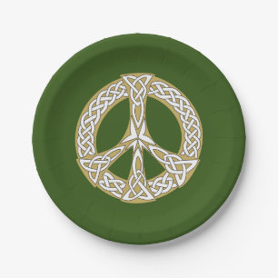 Gold en White Celtic Peace Sign Papieren Bordje