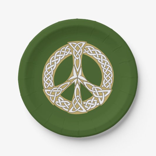 Gold en White Celtic Peace Sign Papieren Bordje (Voorkant)