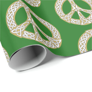 Gold- en White Celtic Peace Sign-patroon Cadeaupapier