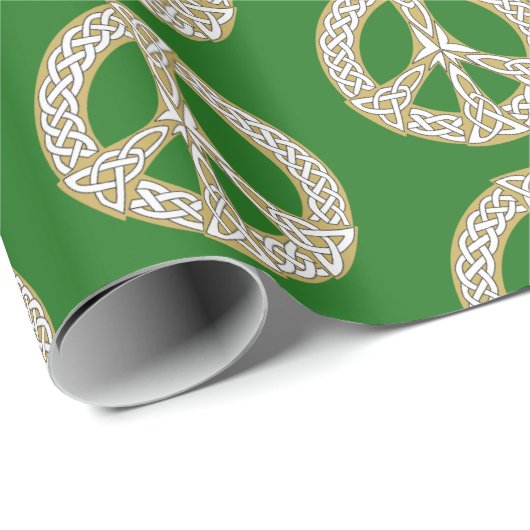 Gold- en White Celtic Peace Sign-patroon Cadeaupapier (Rol Hoek)