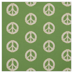 Gold- en White Celtic Peace Sign-patroon Stof